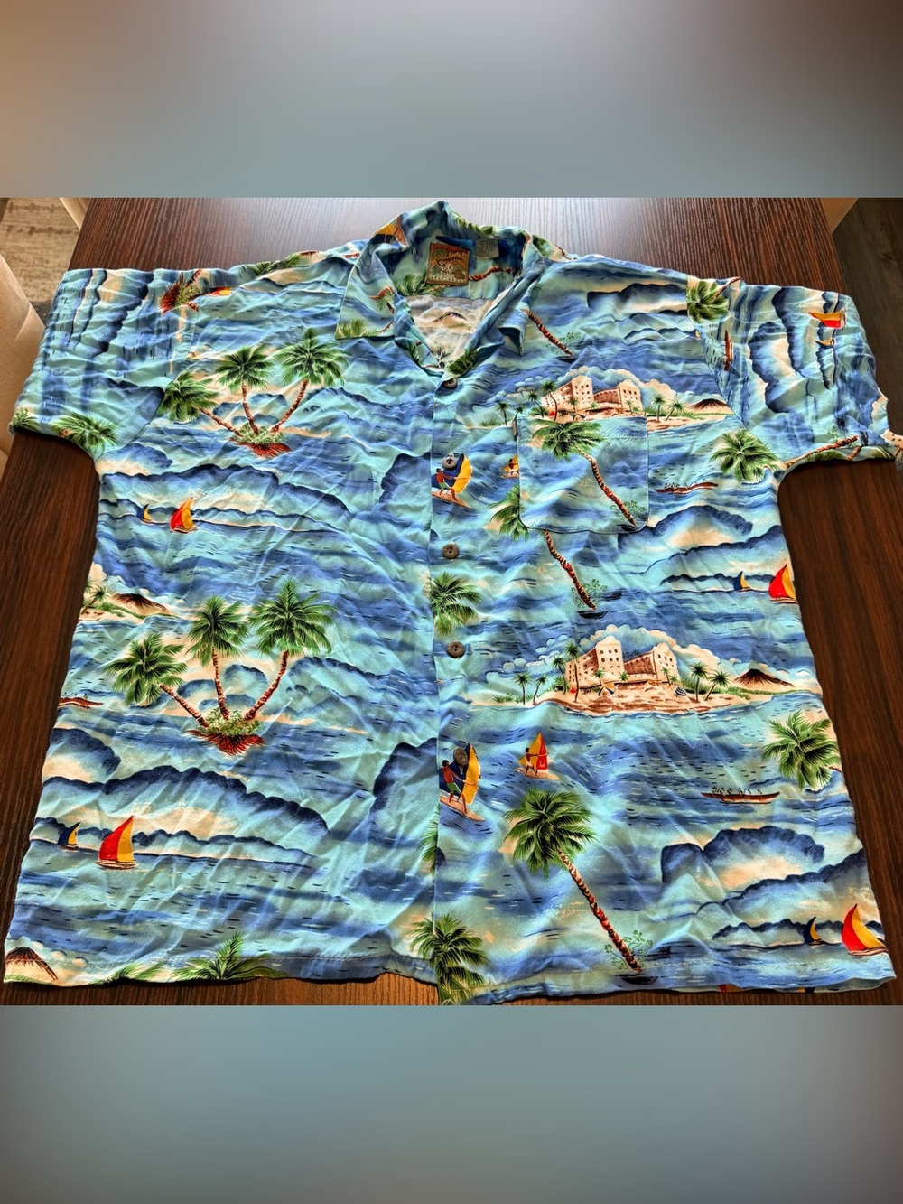 Pineapple Connection Mens Hawaiian Aloha Shirt Made in Korea Vintage 90s Size L